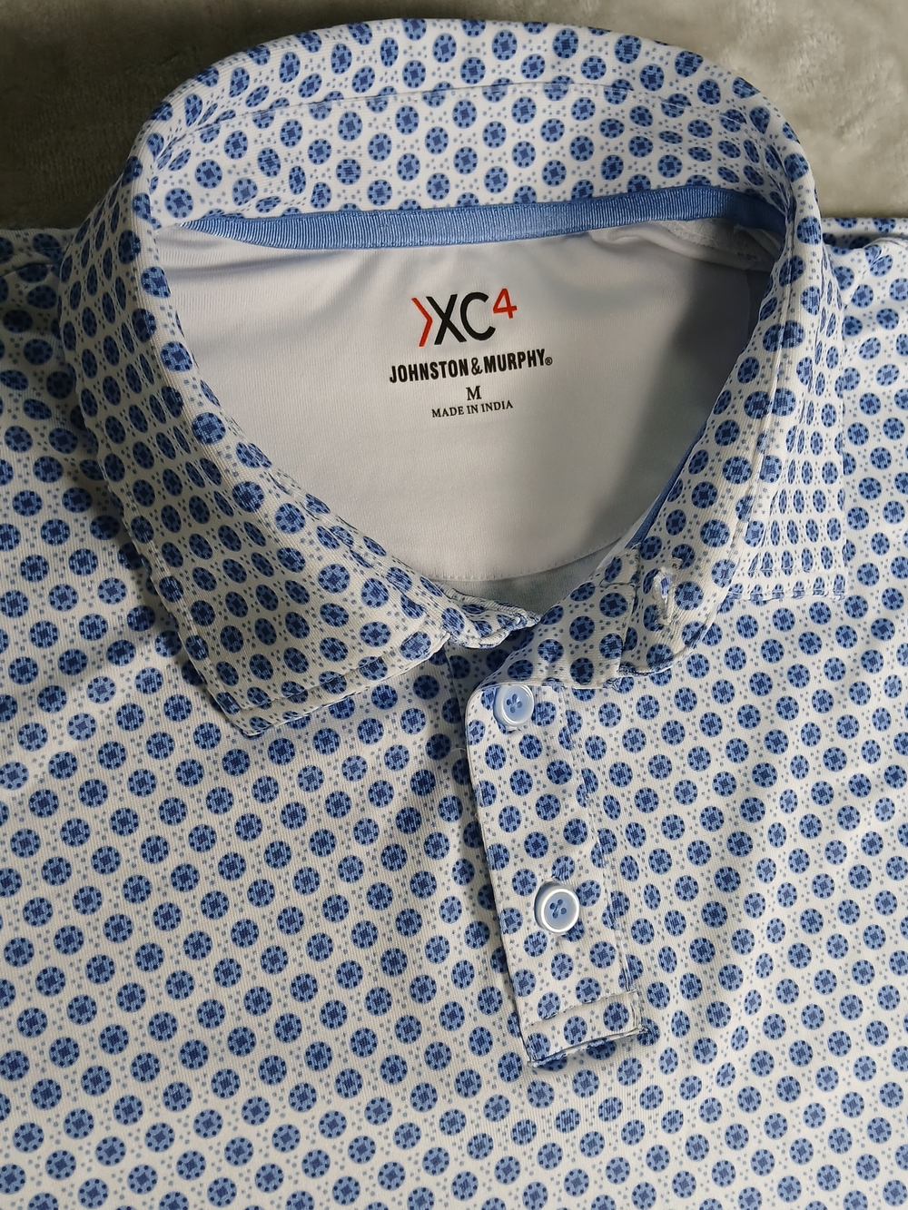 Johnston & Murphy XC4 Polo Shirt M Men's Geometric AOP Performance